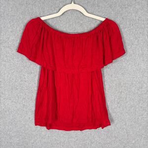 Shirt Small‎ Off The Shoulder Flowy Soft Jersey Stretch Feminine Mediterranean